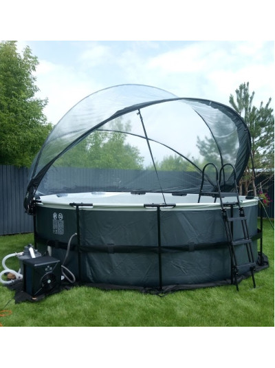  Басейн з куполом EXIT чорний 360х122 см + тепловий насос